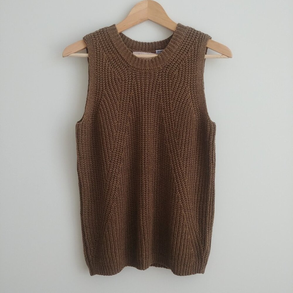 Philosophy sleeveless thick knit sweater olive brown Medium